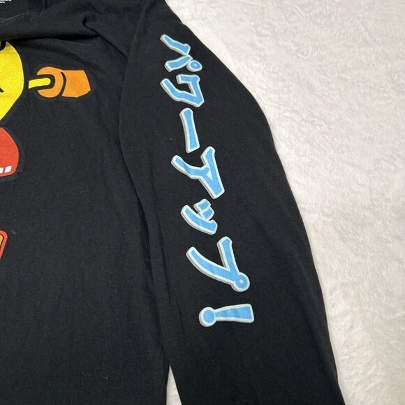 Pac-Man Black Graphic Print Long Sleeve T-shirt Medium - Picture 5 of 8